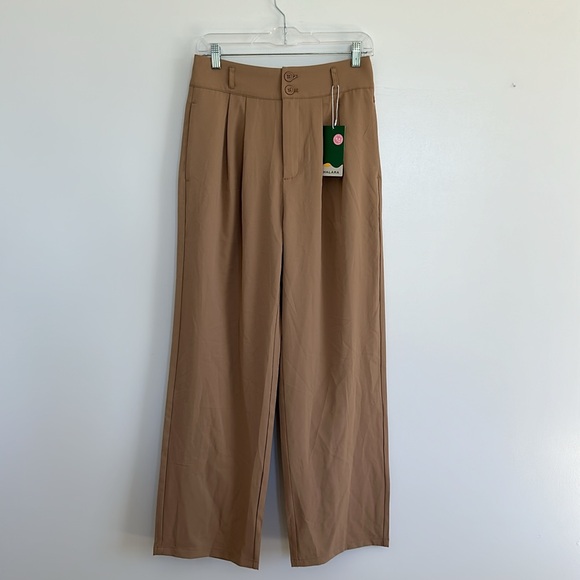 NWT Halara High Waisted Button Zipper Plicated Side Pocket Straight Pant - Picture 3 of 5